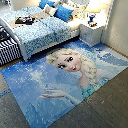 MUICIN Kinderzimmer Teppich Gefrorene Prinzessin ELSA Anna 3D Gedruckt Teppich Wohnzimmer Dekor Krabbelmatte Schlafzimmer Küche Teppich Bad Matte.,120 * 160cm von MUICIN