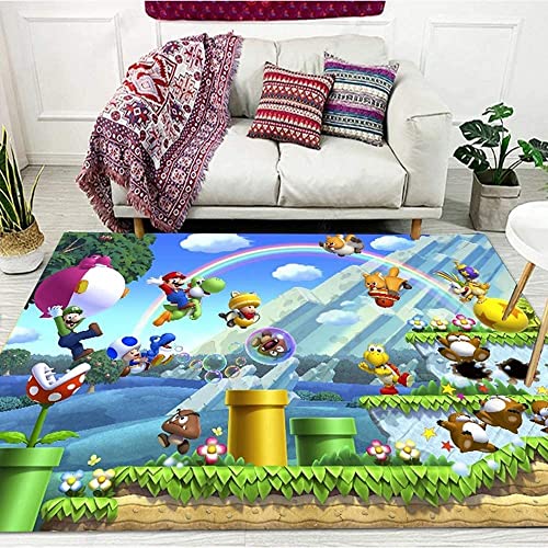 Teppich 3D Super Mario Muster, weicher Flanell Teppich für Wohnzimmer Schlafzimmer Dekoration, Fußmatte für Kinderzimmer Zimmer.,C,140 * 200cm von MUICIN