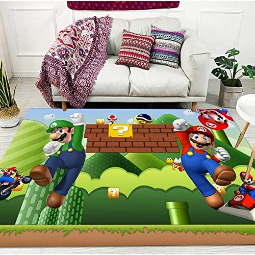 Teppich 3D Super Mario Muster, weicher Flanell Teppich für Wohnzimmer Schlafzimmer Dekoration, Fußmatte für Kinderzimmer Zimmer.,E,100 * 160cm von MUICIN