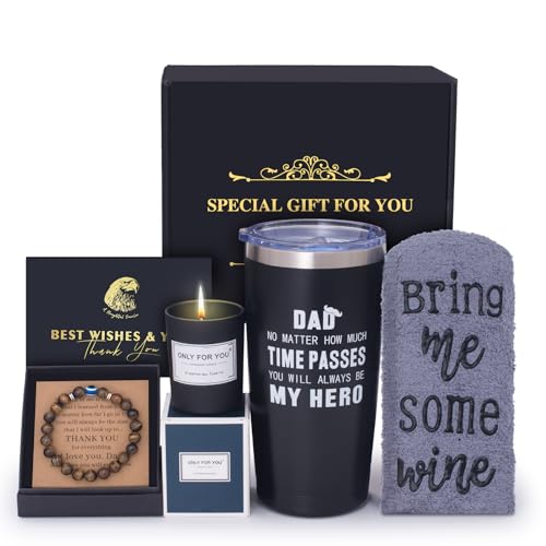 MUJUZE Papa Geschenk,vatertagsgeschenke für papa,Geschenkideen Papa Geschenk Geburtstag,20oz Edelstahl Tasse Geschenkset,Bester Papa Geschenke,Vatertag Geschenk für Papa von MUJUZE