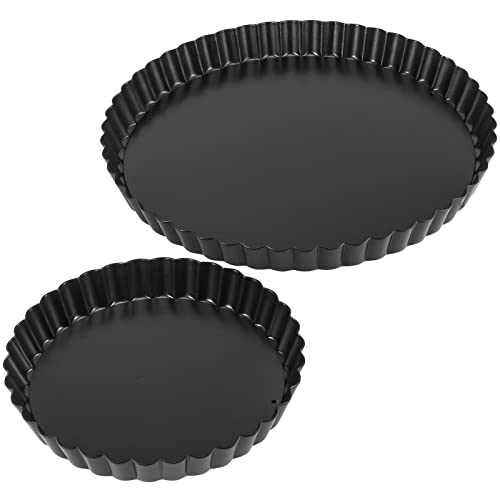 MUKCHAP 2 Stück Tarteform Quicheform mit Hebeboden, 16cm und 24cm Quiche Backform Antihaftbeschichtet Obstkuchenform Kuchenform zum Backen von MUKCHAP