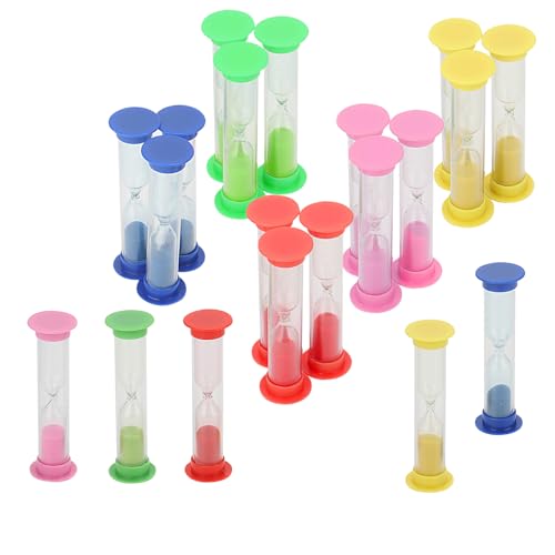 MUKCHAP 20 Stück Mini Sanduhr 1 Minute, 5 Farben, Mini Sanduhren Set, Sanduhr Bunter Sand, Kunststoff Sanduhr Timer zum Zählen von MUKCHAP