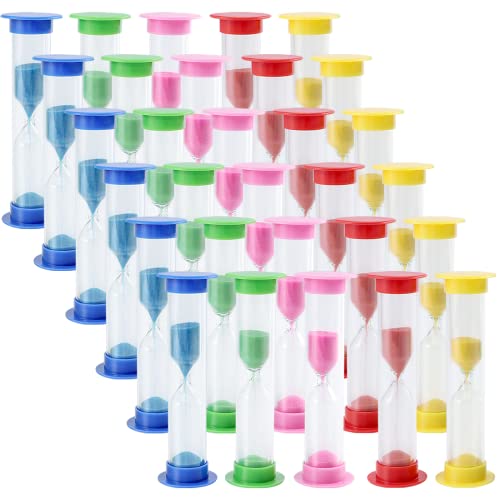 MUKCHAP 30 Stück Mini Sanduhr 1 Minute, 5 Farben, Sanduhren Bunt Sanduhren Set, Kunststoff Sanduhr Timer zum Zählen von MUKCHAP