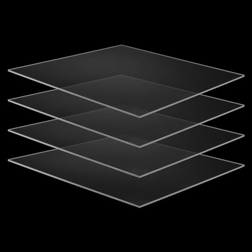 MUKCHAP 4 Stück Transparente Acrylplatte 3mm, Acrylplatten Quadratisch 300 x 300 mm, Acrylplatte Transparent Kunststoff für Display, DIY-Projekte, Handwerk von MUKCHAP