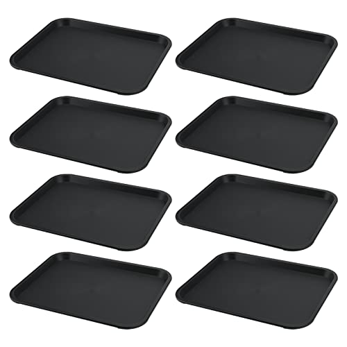 MUKCHAP 8 Fast Food Tabletts Schwarz, 35 x 27 cm, Rechteckige Tabletts Kunststoff Schwarz Serviertablett Kunststoff Rechteckig für Café, Restaurants, Cafeteria von MUKCHAP