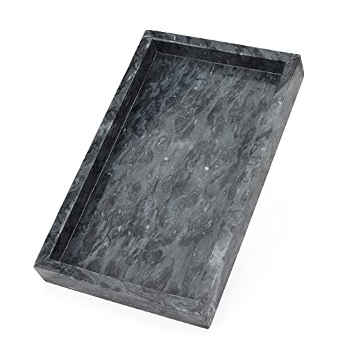 MUKCHAP Marmor-Tablett, 25 x 15 x 3 cm, rechteckig, Marmor-Aufbewahrungsplatte, Tablett für Kommoden, Badezimmer, Küche, 202112137 von MUKCHAP