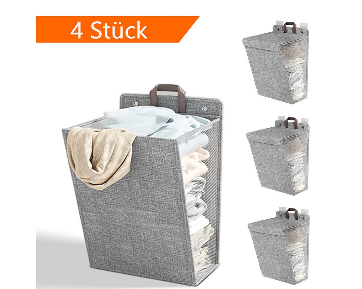 MUKEAO Wäschekorb Wäschekorb, großer Schmutzwäschekorb, Wandwäschekorb – 6 Stück (Set, 4 St), Faltbar, 56 x 39 x 13 cm von MUKEAO