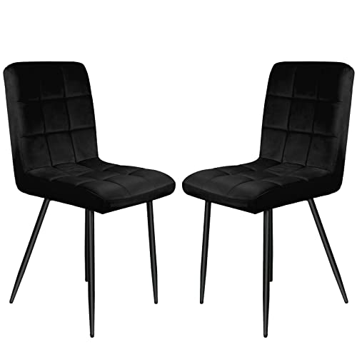 MUL-BOUTIQUE 2 Esszimmerstühle mit Rückenlehne, Tisch und Stuhl aus Kunstleder, bequem, Bistrostuhl mit stabilem Metallgestell, geeignet für Wohnzimmer, Esszimmer (schwarz) von MUL-BOUTIQUE