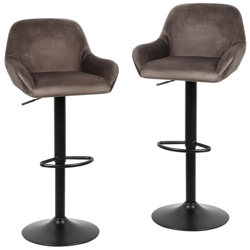 MUL-BOUTIQUE Barhocker aus Edelstahl mit Sitz aus Flanell, ergonomisches Design, nordischer Stil (50 x 40 x 72 cm, braun) von MUL-BOUTIQUE