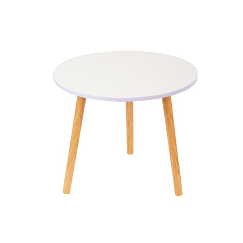 MUL-BOUTIQUE Beistelltisch, Platte aus Karton, Füße aus Holz, abgerundete Ecken, moderner Stil (50 x 50 x 40 cm, weiß) von MUL-BOUTIQUE