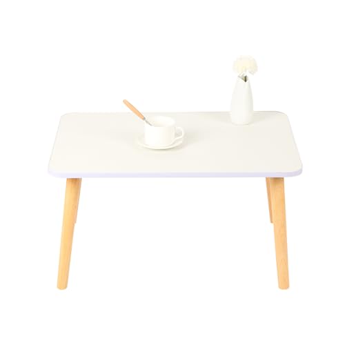 MUL-BOUTIQUE Beistelltisch, Platte aus Karton, Füße aus Holz, abgerundete Ecken, moderner Stil (60 x 40 x 32 cm, weiß) von MUL-BOUTIQUE