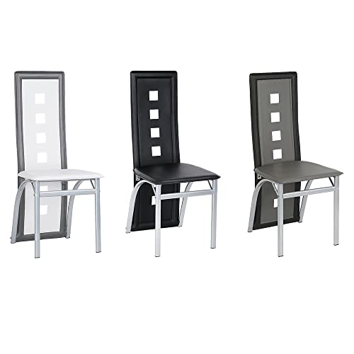 MUL-BOUTIQUE Esszimmerstuhl, Küchenstuhl, hohe Rückenlehne, breite Sitzfläche, Wohnzimmer, aus PVC-Leder, für Küche, 2 Stück (schwarz) von MUL-BOUTIQUE