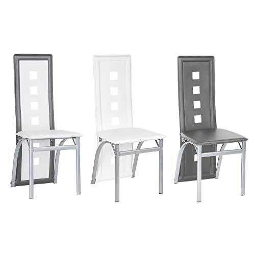 MUL-BOUTIQUE Esszimmerstuhl, Küchenstuhl, hohe Rückenlehne, breite Sitzfläche, Wohnzimmer, aus PVC-Leder, für Küche, 2 Stück (weiß) von MUL-BOUTIQUE