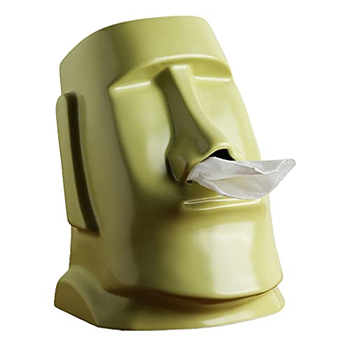 MULAIDI Kreativer Vintage Keramik Moai Taschentuchbox Steinstatue Figur Moai Papierhalter von MULAIDI