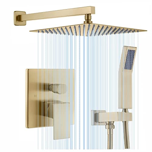 MULANDY Gebürstetes Gold-Duschsystem mit Hochdruck-Duschkopf mit Handbrause-Set, komplett, Badezimmer-Duscharmaturen-Sets komplett, raues Ventilkörperverkleidungsset im Lieferumfang enthalten,30.5 cm MULANDY Gebürstetes Gold-Duschsystem mit Hochdruck-Duschkopf mit Handbrause-Set, komplett, Badezimmer-Duscharmaturen-Sets komplett, raues Ventilkörperverkleidungsset im Lieferumfang enthalten,30.5 cm von MULANDY