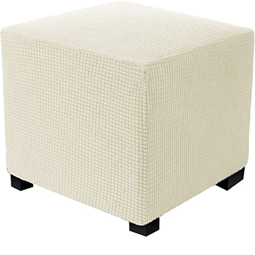 MULARE Ottomane Schonbezug Hockerbezug, Hocker Hussen für Quadratische Fußhocker, Sitzhocker Elastisch Husse, Jacquard Überzug Möbel Protector für Sofa Fußbank von MULARE