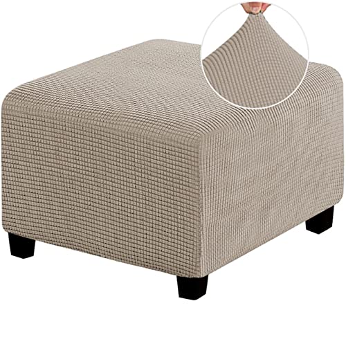 MULARE Quadratische Ottomanenbezüge, Stretch Fußhocker Abdeckung, Samt Stretch Fußhocker Schutzhüllen, staubdichtes Karo Vlies, Sofa Pedalbezug, waschbare Fußhocker Stuhl Schonbezug für Zuhause von MULARE