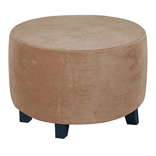 MULARE Stretch-Ottomanenbezug, Fußhocker-Überzug Stretch-Fußhocker-Überzug, luxuriöser Samt-Pouf-Überzug für Wohnzimmer. (Fußhocker Nicht im Lieferumfang enthalten),Hellbraun,M von MULARE