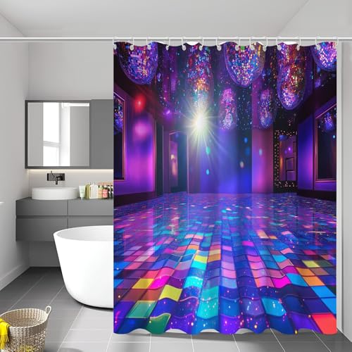Duschvorhang Disco Dancefloor Duschvorhänge 180 x 200 cm, Wasserdicht Polyester Stoff Waschbar Modern Bad Vorhäng für Badzimmer mit 12 Haken für Badezimmer, Badewanne Duschvorhang Disco Dancefloor Duschvorhänge 180 x 200 cm, Wasserdicht Polyester Stoff Waschbar Modern Bad Vorhäng für Badzimmer mit 12 Haken für Badezimmer, Badewanne von MULERN
