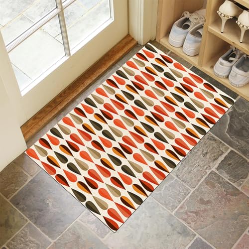 Fußmatte rutschfest 50x80cm, Abstrakt Wassertropfen Waschbar Flur Matte, Beige Weiche Haustür Matte, Schmutzfangmatte für Innen Außen, Geometrisch Kunst Fussabtreter Eingangsbereich von MULERN