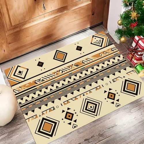 Fußmatte rutschfest 60x90cm, Dreieck Quadrat Waschbar Flur Matte, Bunte Erde Weiche Haustür Matte, Schmutzfangmatte für Innen Außen, Geometrie Rand Fussabtreter Eingangsbereich von MULERN