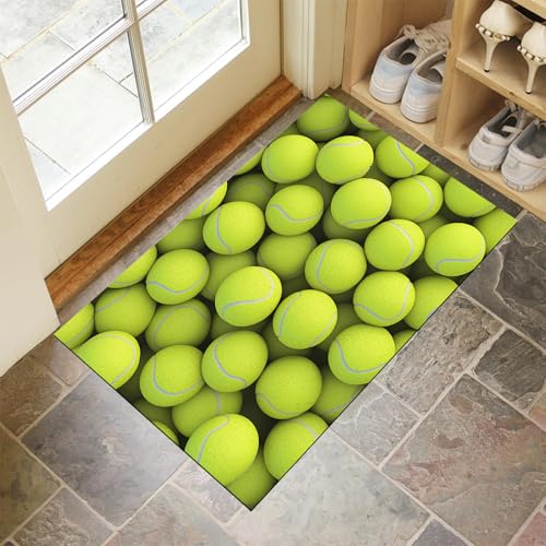 Fußmatte rutschfest 80x120cm, Sport Tennis Waschbar Flur Matte, Türkis Weiche Haustür Matte, Schmutzfangmatte für Innen Außen, Realistisch Fussabtreter Eingangsbereich von MULERN