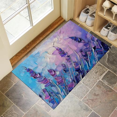 MULERN Eingang Fußmatte 50X80Cm - Innen Und Außen Waschbar Fussmatt, Wasserdicht Türmatte, Abstraktes Lavendelfeld Rutschfester Schmutzfänger Teppich Für Eingang, Haustür, Patio, Flur, Garten MULERN Eingang Fußmatte 50X80Cm - Innen Und Außen Waschbar Fussmatt, Wasserdicht Türmatte, Abstraktes Lavendelfeld Rutschfester Schmutzfänger Teppich Für Eingang, Haustür, Patio, Flur, Garten von MULERN