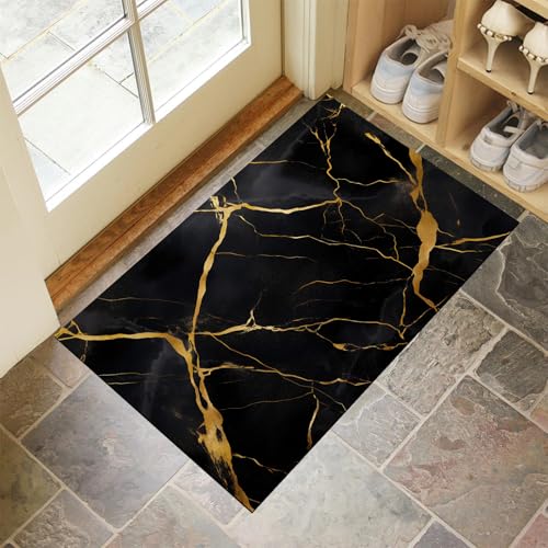 MULERN Eingang Fußmatte 60X90Cm - Innen Und Außen Waschbar Fussmatt, Wasserdicht Türmatte, Abstrakte Marmorstruktur Rutschfester Schmutzfänger Teppich Für Haustür, Patio, Flur, Garten von MULERN