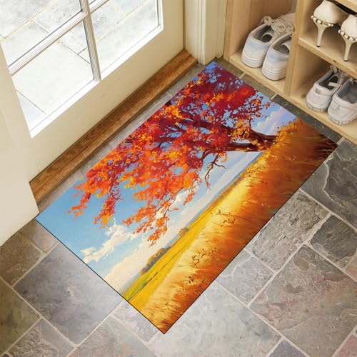 MULERN Fußmatte 60X90Cm - rutschfeste Eingangsmatte, Strapazierfähige Fußmatte, Schmutzfangmatte Mit Gummibeschichtung Für Den Außenbereich, Baum Landschaft Waschbare Fußmatte MULERN Fußmatte 60X90Cm - rutschfeste Eingangsmatte, Strapazierfähige Fußmatte, Schmutzfangmatte Mit Gummibeschichtung Für Den Außenbereich, Baum Landschaft Waschbare Fußmatte von MULERN