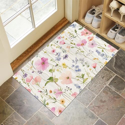 MULERN Fußmatte - 60X90Cm rutschfeste Eingangsmatte, Strapazierfähige Fußmatte, Schmutzfangmatte Mit Gummibeschichtung Für Den Außenbereich, Bunte Blumen Waschbare Fußmatte MULERN Fußmatte - 60X90Cm rutschfeste Eingangsmatte, Strapazierfähige Fußmatte, Schmutzfangmatte Mit Gummibeschichtung Für Den Außenbereich, Bunte Blumen Waschbare Fußmatte von MULERN