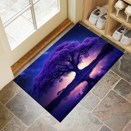 MULERN Fußmatte 60X90Cm - rutschfeste Eingangsmatte, Strapazierfähige Fußmatte, Schmutzfangmatte Mit Gummibeschichtung Für Den Außenbereich, Lila Baum Waschbare Fußmatte MULERN Fußmatte 60X90Cm - rutschfeste Eingangsmatte, Strapazierfähige Fußmatte, Schmutzfangmatte Mit Gummibeschichtung Für Den Außenbereich, Lila Baum Waschbare Fußmatte von MULERN
