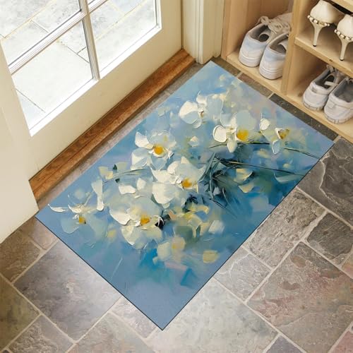 MULERN Fußmatte 80X120Cm - rutschfeste Eingangsmatte, Strapazierfähige Fußmatte, Schmutzfangmatte Mit Gummibeschichtung Für Den Außenbereich, Ölgemälde Blumen Waschbare Fußmatte MULERN Fußmatte 80X120Cm - rutschfeste Eingangsmatte, Strapazierfähige Fußmatte, Schmutzfangmatte Mit Gummibeschichtung Für Den Außenbereich, Ölgemälde Blumen Waschbare Fußmatte von MULERN