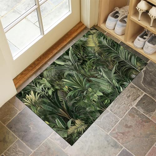 MULERN Fußmatte 80x120cm Innen und Außen, Grün Waschbar Fussmatt, Üppig Dschungel Wasserdicht Türmatte, Tropisch Pflanzen Rutschfester Schmutzfänger Teppich für Haustür, Patio, Flur MULERN Fußmatte 80x120cm Innen und Außen, Grün Waschbar Fussmatt, Üppig Dschungel Wasserdicht Türmatte, Tropisch Pflanzen Rutschfester Schmutzfänger Teppich für Haustür, Patio, Flur von MULERN