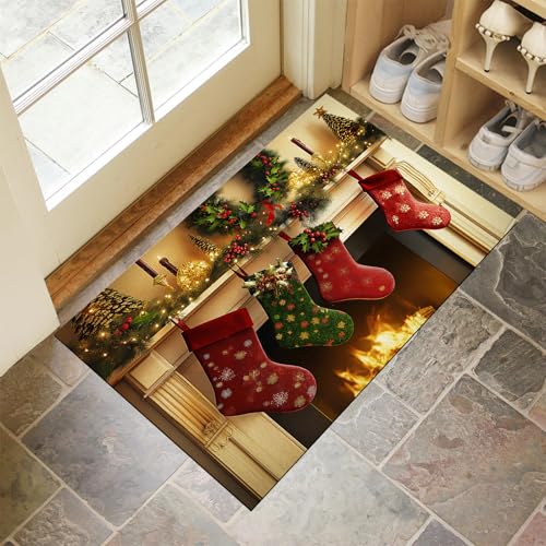 MULERN Fußmatte Außen Und Innen - 40X60Cm rutschfeste Schmutzfangmatte Türmatte, Waschbar Wetterfest Fussmatte, Aussen Für Haustür, Eingangsbereich, Garten Türmatte, Kamin Mit Weihnachtsmotiv Teppich MULERN Fußmatte Außen Und Innen - 40X60Cm rutschfeste Schmutzfangmatte Türmatte, Waschbar Wetterfest Fussmatte, Aussen Für Haustür, Eingangsbereich, Garten Türmatte, Kamin Mit Weihnachtsmotiv Teppich von MULERN