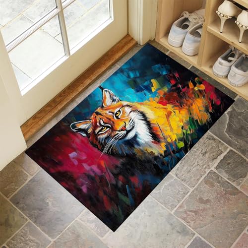 MULERN Fußmatte Außen Und Innen - 40X60Cm rutschfeste Schmutzfangmatte Türmatte, Waschbar Wetterfest Fussmatte, Aussen Für Haustür, Eingangsbereich, Garten Türmatte, Tier Tiger Teppich von MULERN