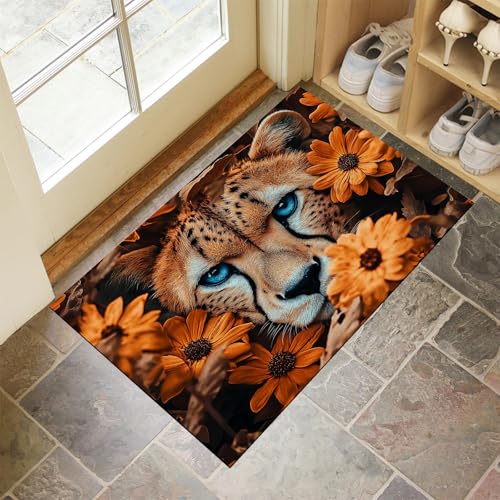 MULERN Fußmatte Außen Und Innen - 60X90Cm rutschfeste Schmutzfangmatte Türmatte, Waschbar Wetterfest Fussmatte, Leopard In Den Blumen Aussen Für Haustür, Eingangsbereich, Garten Türmatte Teppich MULERN Fußmatte Außen Und Innen - 60X90Cm rutschfeste Schmutzfangmatte Türmatte, Waschbar Wetterfest Fussmatte, Leopard In Den Blumen Aussen Für Haustür, Eingangsbereich, Garten Türmatte Teppich von MULERN