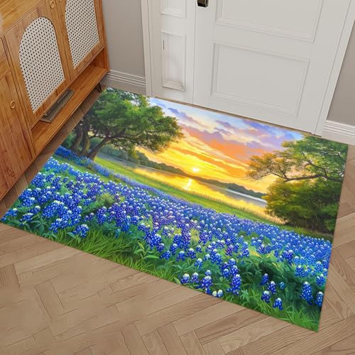MULERN Fußmatte Innen, Sonnenuntergang Bluebonnet-Blumen Waschbar Wasserdicht Robust Landschaft Schmutzfänger für Eingang, Haustür, Flur, Küche, Schlafzimmer Poet Größe 50x80cm Carpet Mehrfarbig MULERN Fußmatte Innen, Sonnenuntergang Bluebonnet-Blumen Waschbar Wasserdicht Robust Landschaft Schmutzfänger für Eingang, Haustür, Flur, Küche, Schlafzimmer Poet Größe 50x80cm Carpet Mehrfarbig von MULERN