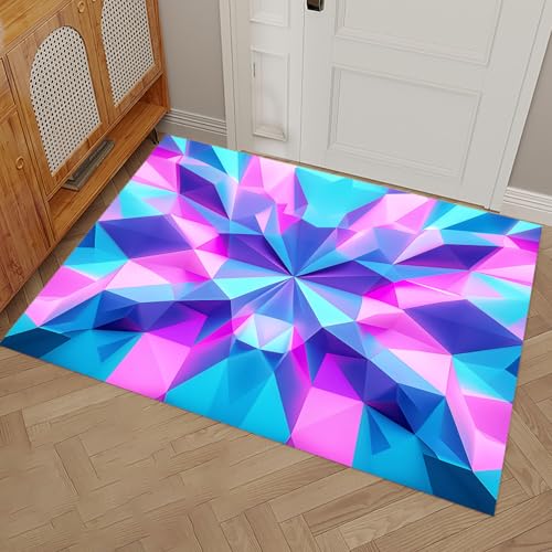 MULERN Fußmatte Schmutzfangmatte 60x90cm, Punk Künstlerisch Waschbar Wasserdicht Robust Teppich, Symmetrisch Geometrisch Antirutsch Willkommens Fussmatte Für Eingang, Küche, Schlafzimmer Carpet von MULERN
