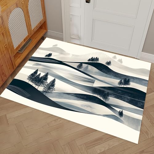 MULERN Schmutzfangmatte Fußmatte Innen 50x80cm, Hügel Kiefern rutschfeste Fußmatte Waschbar, Eingangsteppich, Sauberlaufmatte Saugstarke, Abstrakt Kunst Türmatte für Haustür, Cremefarben MULERN Schmutzfangmatte Fußmatte Innen 50x80cm, Hügel Kiefern rutschfeste Fußmatte Waschbar, Eingangsteppich, Sauberlaufmatte Saugstarke, Abstrakt Kunst Türmatte für Haustür, Cremefarben von MULERN