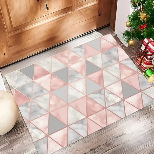 Schmutzfänger Saugfähige Fußmatte, Geometrisch Türvorleger Waschbare rutschfeste Eingangsmatte, Marmor Dreieck Sauberlaufmatte Flur Teppich Innen, 40x60cm, Graurosa Schmutzfänger Saugfähige Fußmatte, Geometrisch Türvorleger Waschbare rutschfeste Eingangsmatte, Marmor Dreieck Sauberlaufmatte Flur Teppich Innen, 40x60cm, Graurosa von MULERN