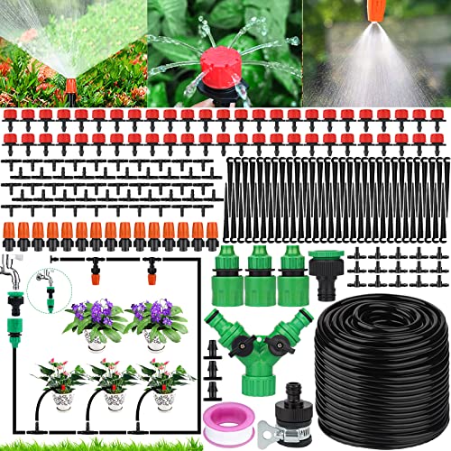 MULEVIP Bewässerungssystem Garten 50M Garten BewässerungsSystem 200 pcs Garten Bewässerung Kit,Micro Automatische Gewächshaus Sprinkler,Bewässerung Sprinkler für Pflanzen Garten Gewächshaus Blumen von MULEVIP