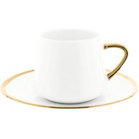 12 Tlg. Set Mokkatassen mit Untertassen aus Porzellan Mokkaservice 100 ml Weiß/Gold - Mulex 12 Tlg. Set Mokkatassen mit Untertassen aus Porzellan Mokkaservice 100 ml Weiß/Gold - Mulex von MULEX