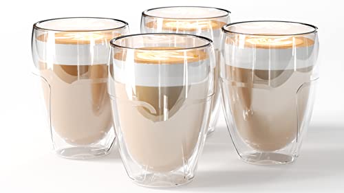 IZSUZEE Latte Macchiato Gläser Doppelwandig 𝐎𝐫𝐢𝐠𝐢𝐧𝐞𝐥𝐥𝐞𝐬 𝐃𝐞𝐬𝐢𝐠𝐧 - Thermogläser Doppelwandig Gläser aus Borosilikatglas(4x350ml) - Doppelwandige Kaffeegläser Cappuccino Gläser Teegläser von IZSUZEE