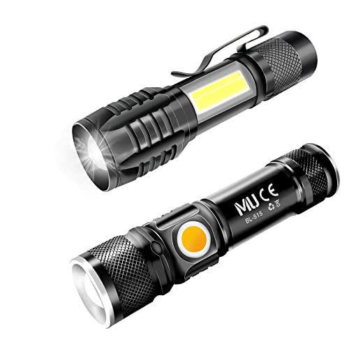 Mulin 2 Arten Wiederaufladbare LED-Taschenlampe, leistungsstarke, Mix (LED +COB) 10 Tausend Mal Taschenlampe Hohe Leistung,1000 mA(1 Stück)+1200 mA(1 Stück) ) von MULIN