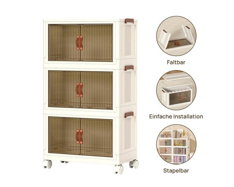 Simloveve Aufbewahrungsbox Große Stapelbare Aufbewahrungsbox Organisation mit Rädern, Deckel (für Büro, Küche & Wohnzimmer), Stapelbare Kisten storage box kunststoffbox klappbox von Simloveve
