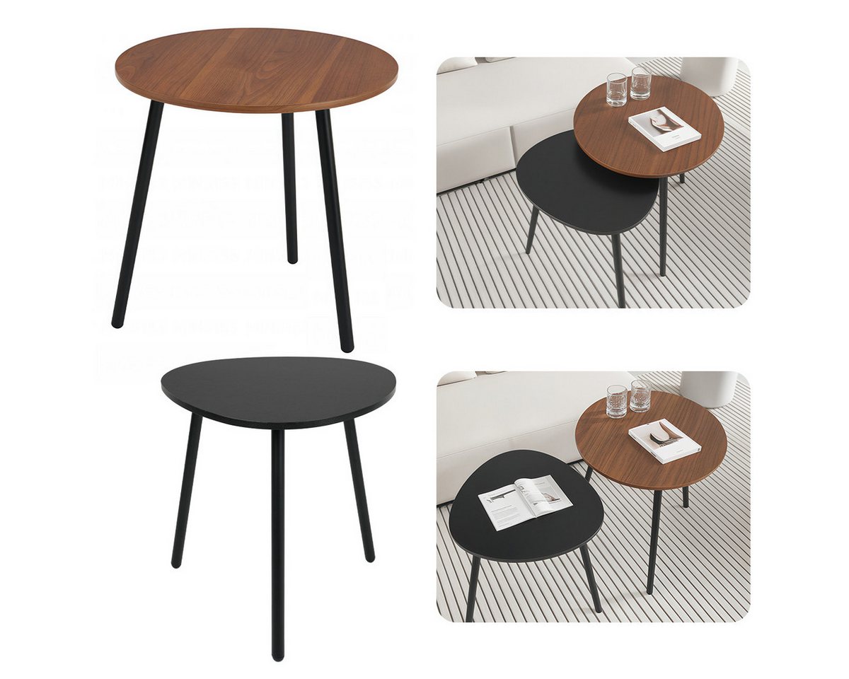 Simloveve Beistelltisch Sofatisch Couchtisch 2er Set Wohnzimmertisch Satztisch Kaffeetisch (Beistelltisch 2er Set für Wohnzimmer und Schlafzimmer, großer Tisch(45x47cm),Kleiner Tisch(42x40cm), Tisch Wohnzimmer mit Metallgestell Beistelltisch aus MDF von Simloveve