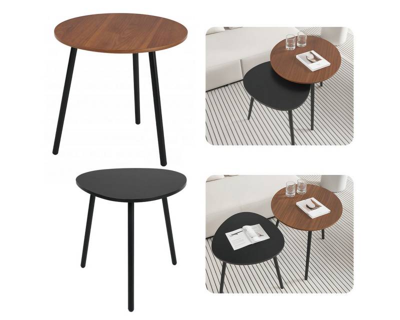 Simloveve Beistelltisch Sofatisch Couchtisch 2er Set Wohnzimmertisch Satztisch Kaffeetisch (Beistelltisch 2er Set für Wohnzimmer und Schlafzimmer, großer Tisch(45x47cm),Kleiner Tisch(42x40cm), Tisch Wohnzimmer mit Metallgestell Beistelltisch aus MDF von Simloveve