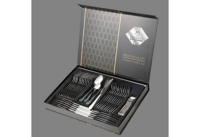 Simloveve Besteck-Set Besteck Set für 12 Personen, 48 teilig Essbesteck Set (48-tlg), 12 Personen, 18/10 Edelstahl, inkl. Messer, Gabel, Löffel, Besteck Edelstahl Spiegelpoliert von Simloveve
