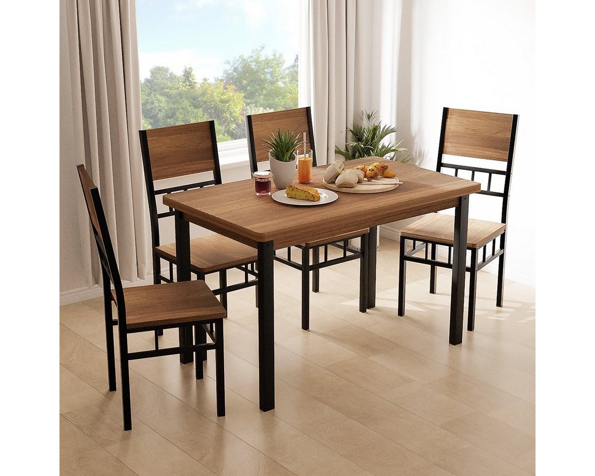 MULISOFT Essgruppe, (Set, 5-tlg., für 4 Personen), 120cm x 70cm Sitzgruppe Esstisch mit 4 Esszimmerstühlen von MULISOFT