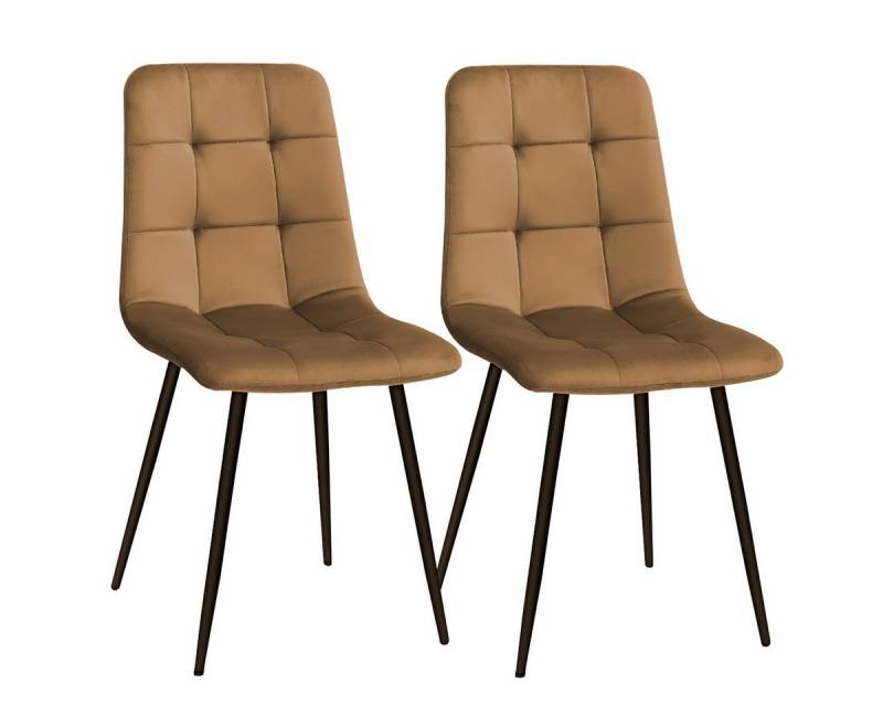 MULISOFT Esszimmerstuhl 2er/4er Set Küchenstuhl Polsterstuhl Wohnzimmerstuhl (2 St), Sessel mit Rückenlehne, Sitzfläche aus Samt, Metallbeine von MULISOFT